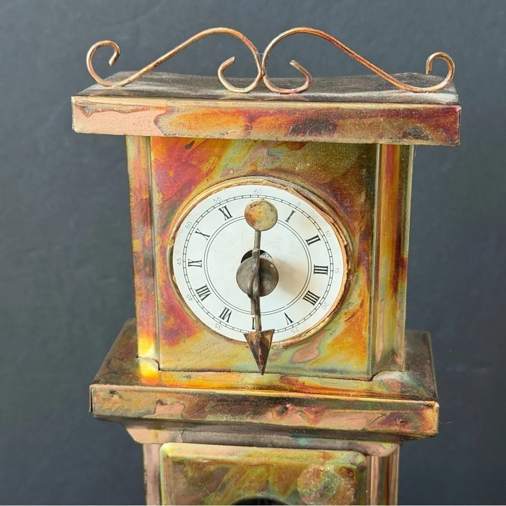 Share Berkeley Designs Metal Grandfather Clock Music Box Silver Tin Piano - READ